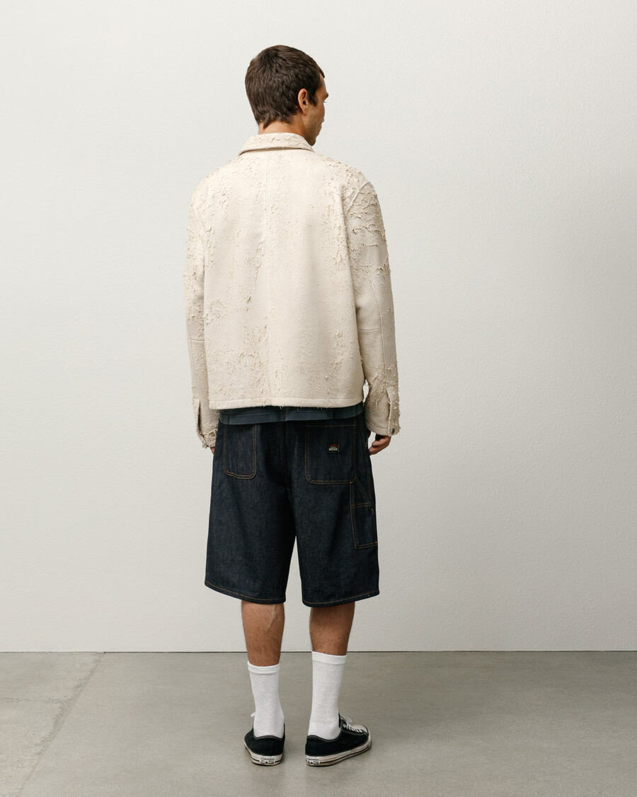 pantalón corto de trabajo de mezclilla cruda
