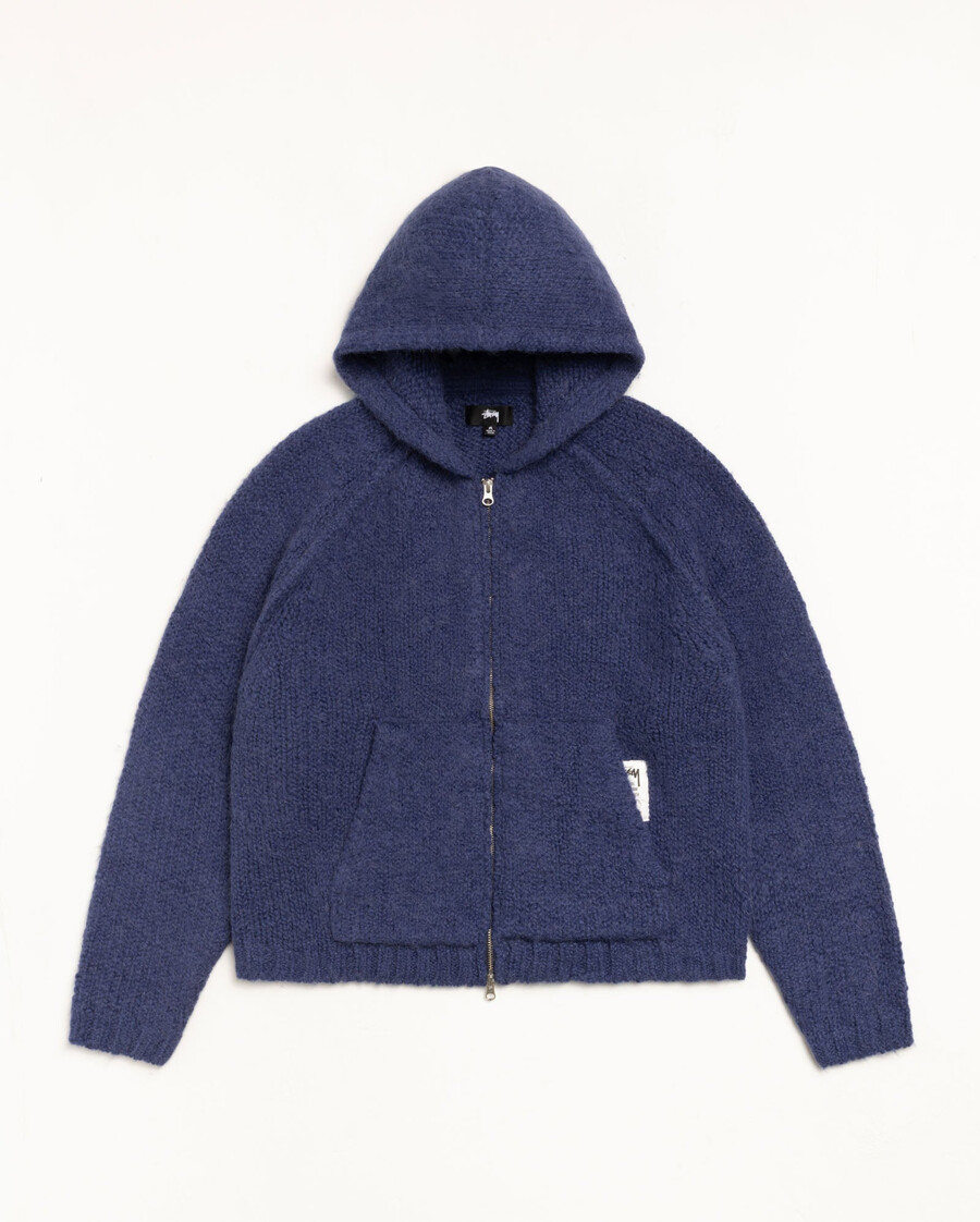 sudadera con capucha y cremallera de punto grueso