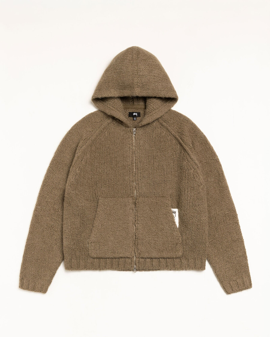 sudadera con capucha y cremallera de punto grueso