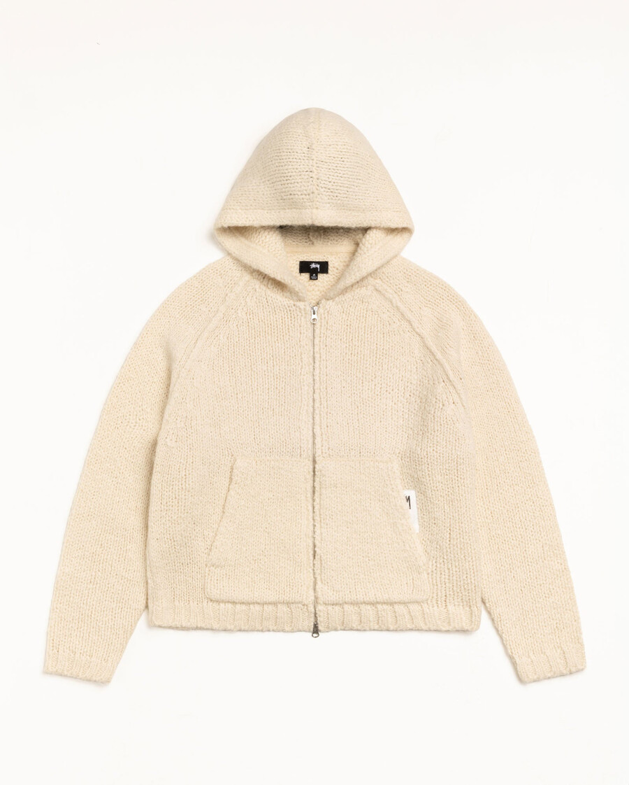 sudadera con capucha y cremallera de punto grueso