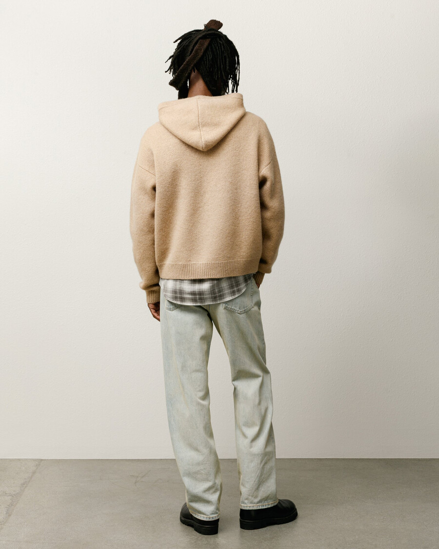 sudadera con capucha de punto con cremallera de un cuarto