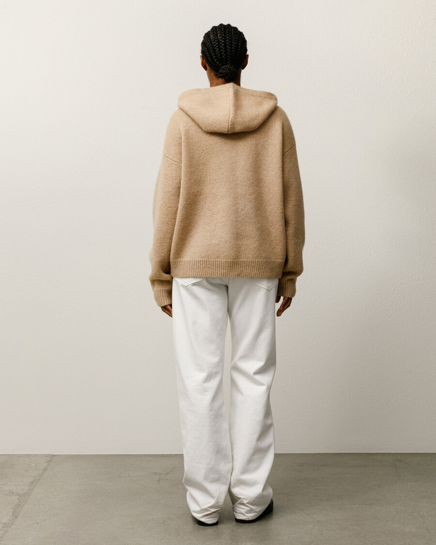 sudadera con capucha de punto con cremallera de un cuarto