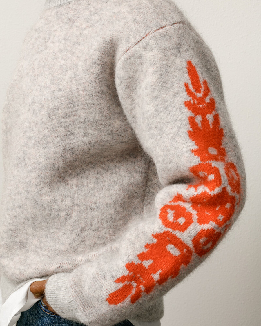 suéter de flores de mohair