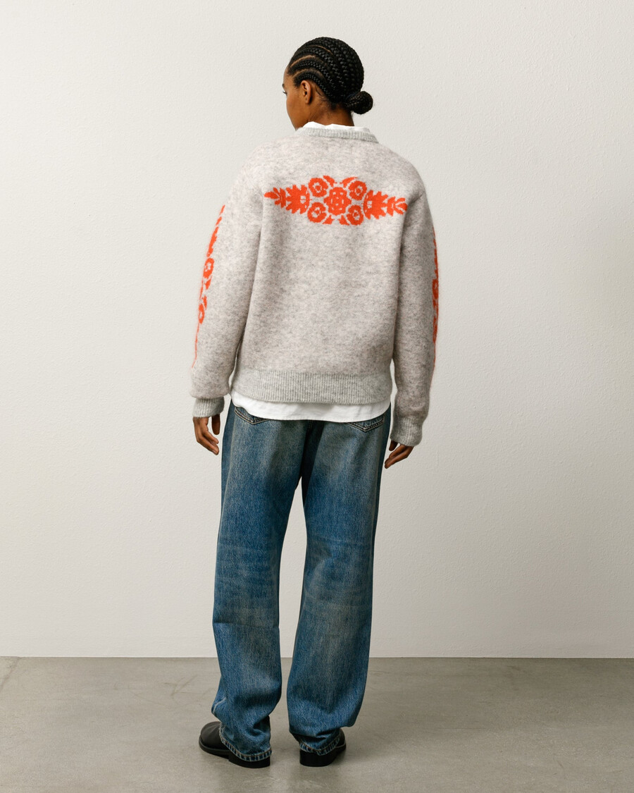suéter de flores de mohair