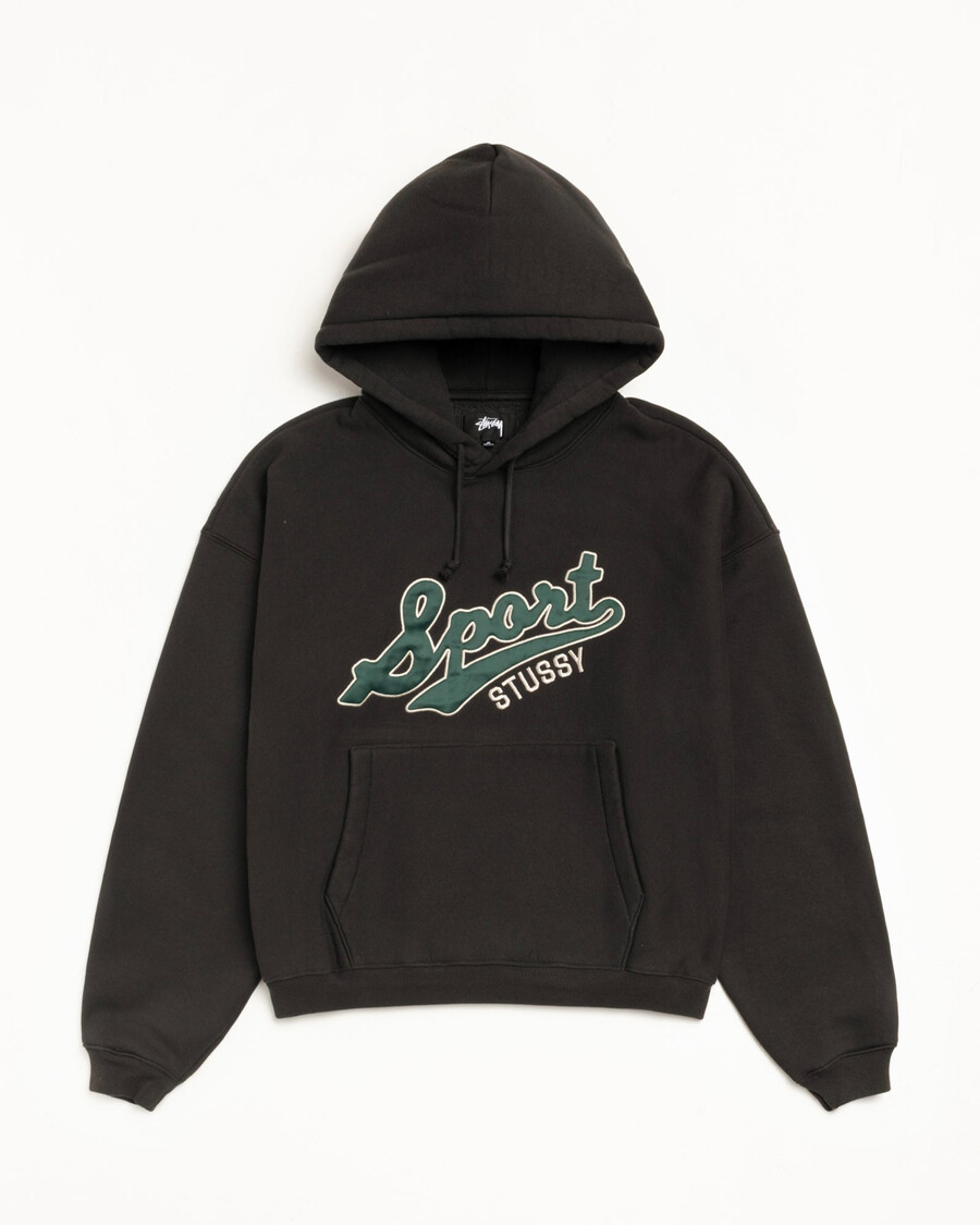 sudadera con capucha y parche de satén