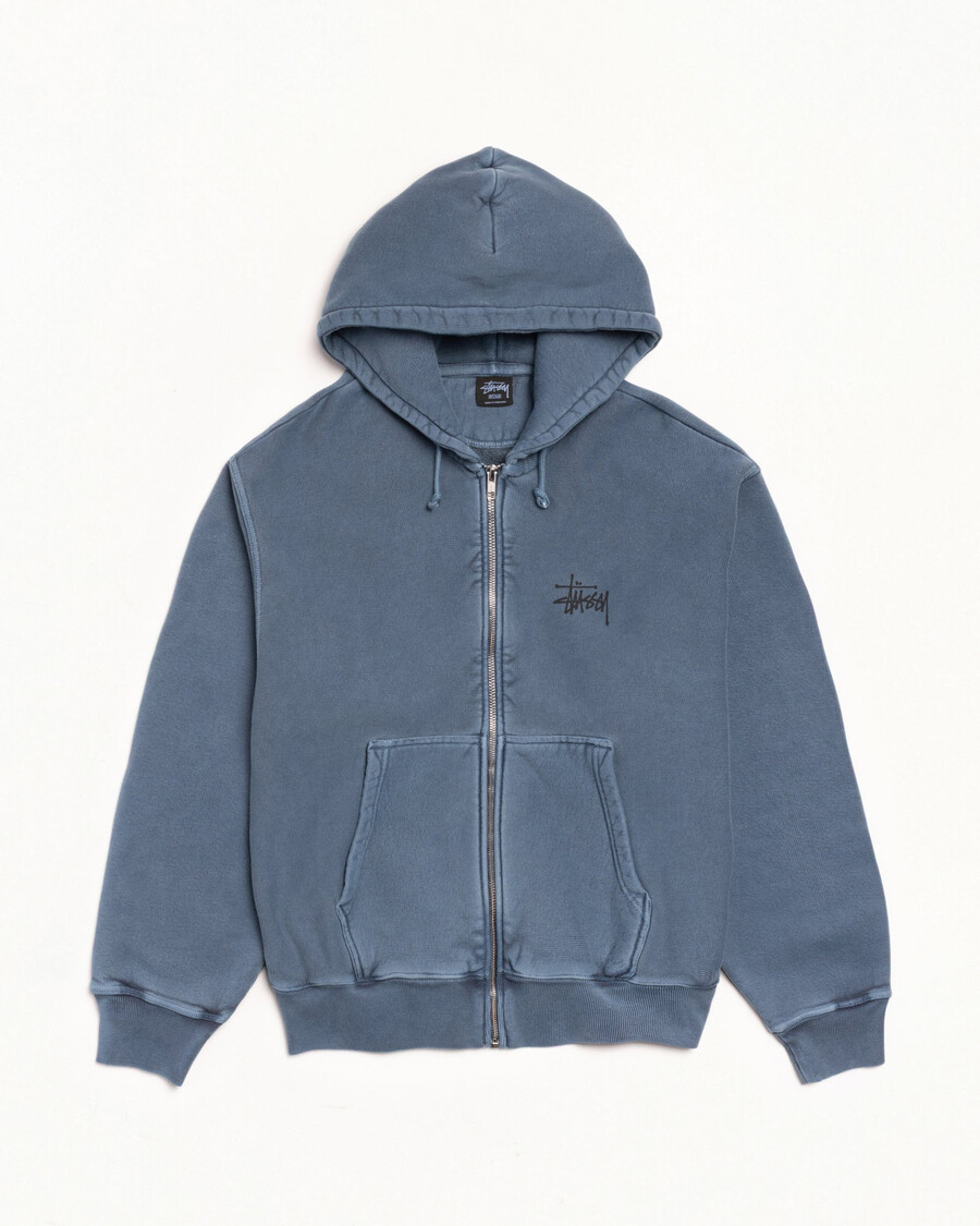 sudadera con capucha y cremallera básica stüssy teñida con pigmentos