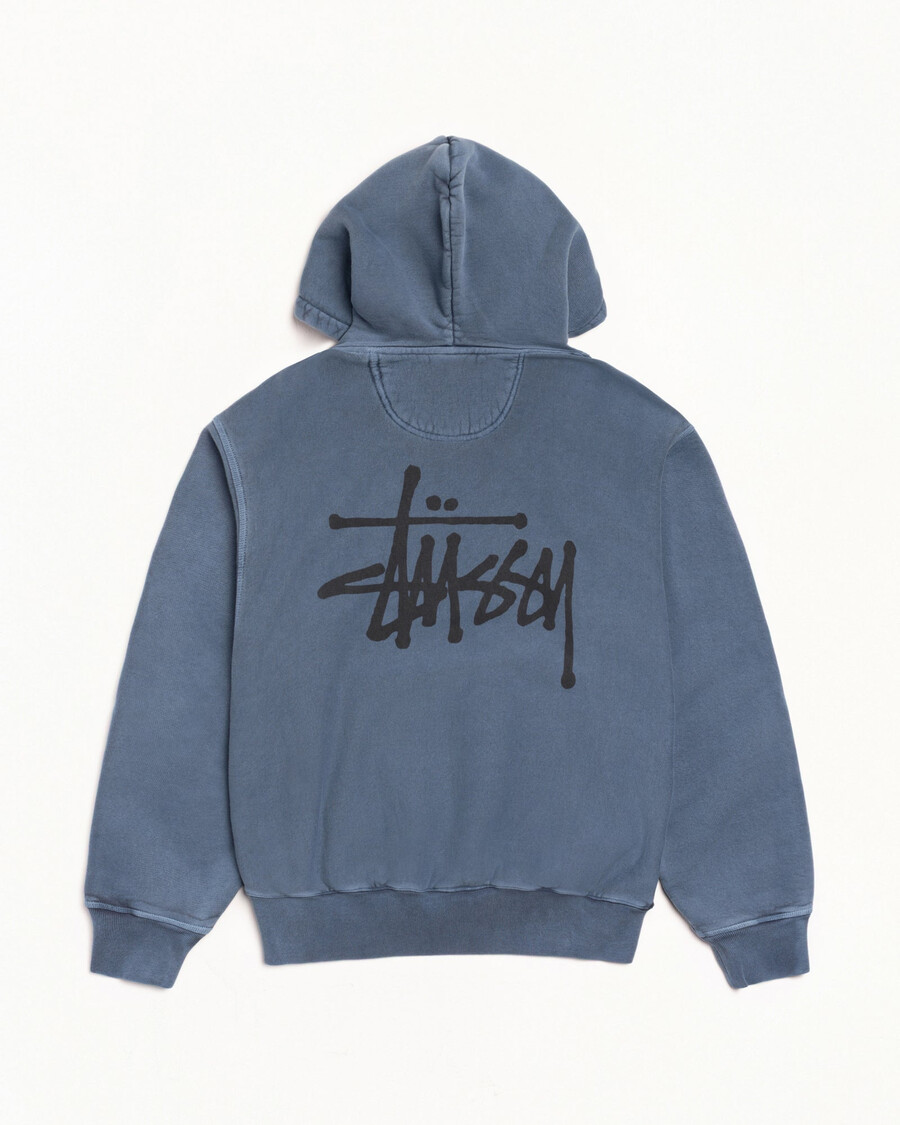 sudadera con capucha y cremallera básica stüssy teñida con pigmentos