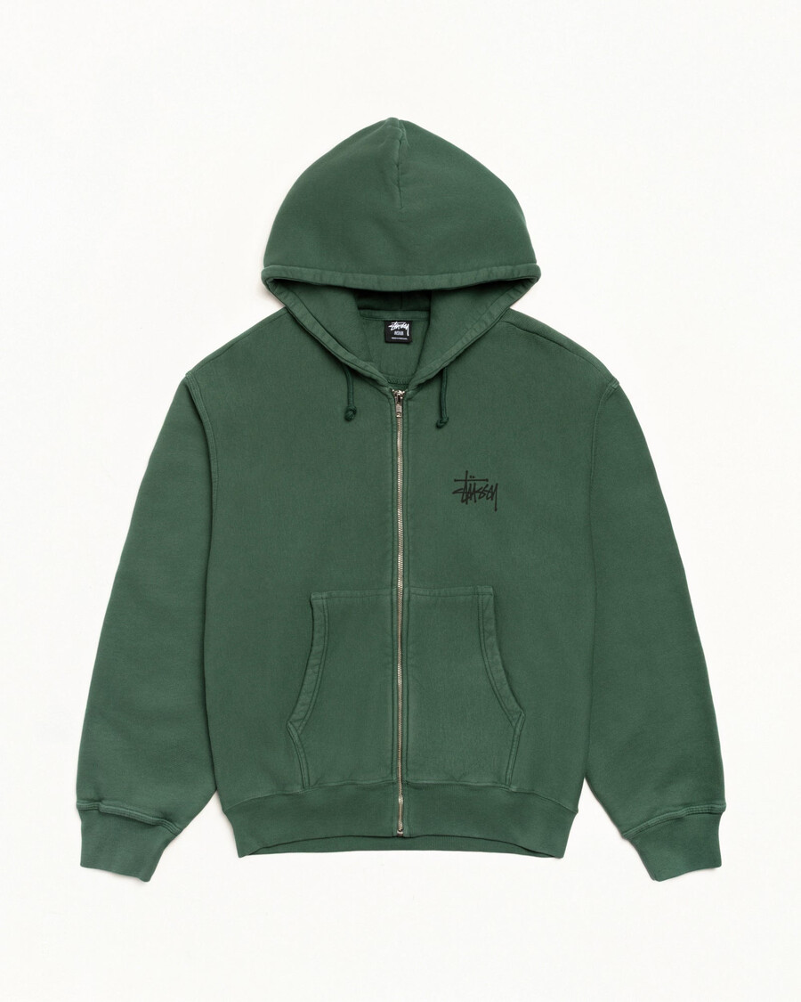 sudadera con capucha y cremallera básica stüssy teñida con pigmentos