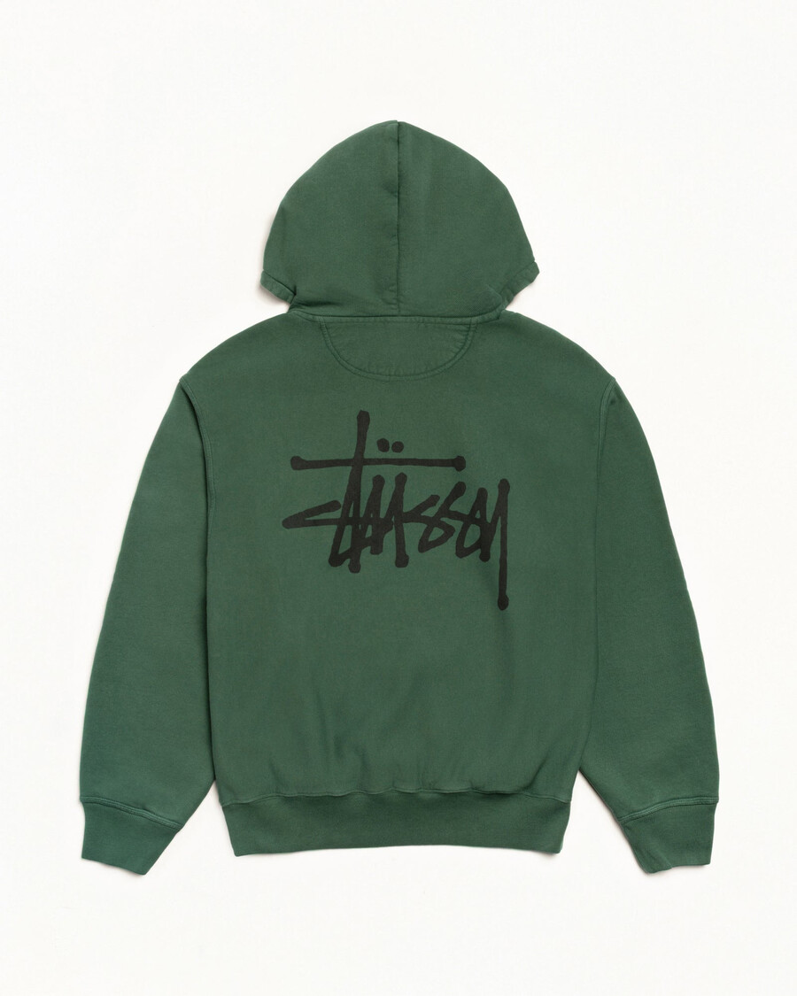 sudadera con capucha y cremallera básica stüssy teñida con pigmentos