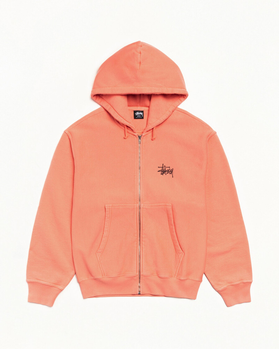 sudadera con capucha y cremallera básica stüssy teñida con pigmentos