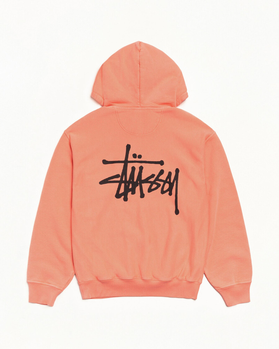 sudadera con capucha y cremallera básica stüssy teñida con pigmentos