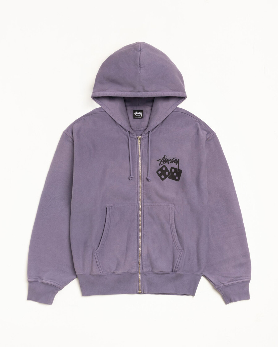 sudadera con capucha y cremallera dice teñida con pigmentos