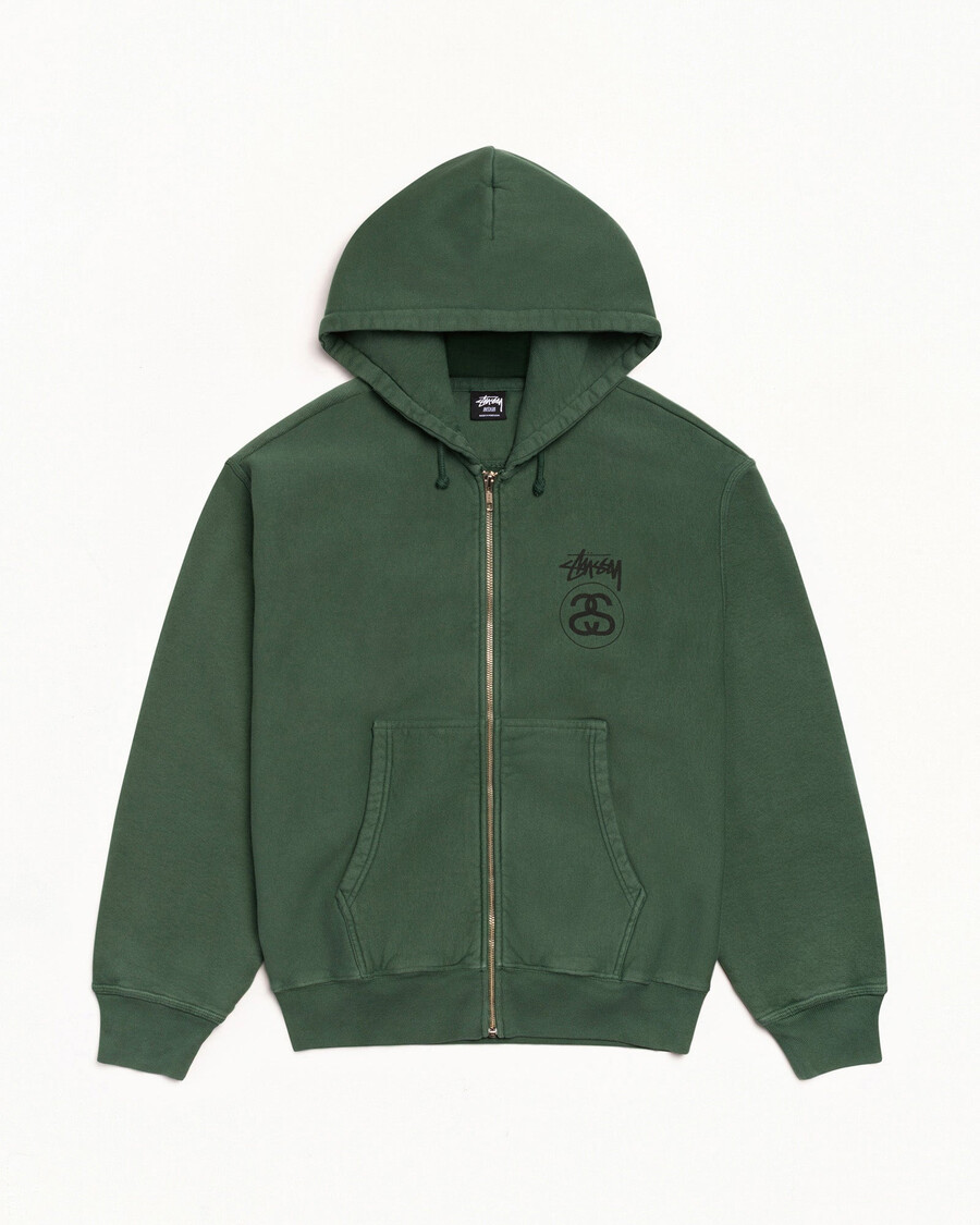 sudadera con capucha y cremallera teñida con pigmentos stock link