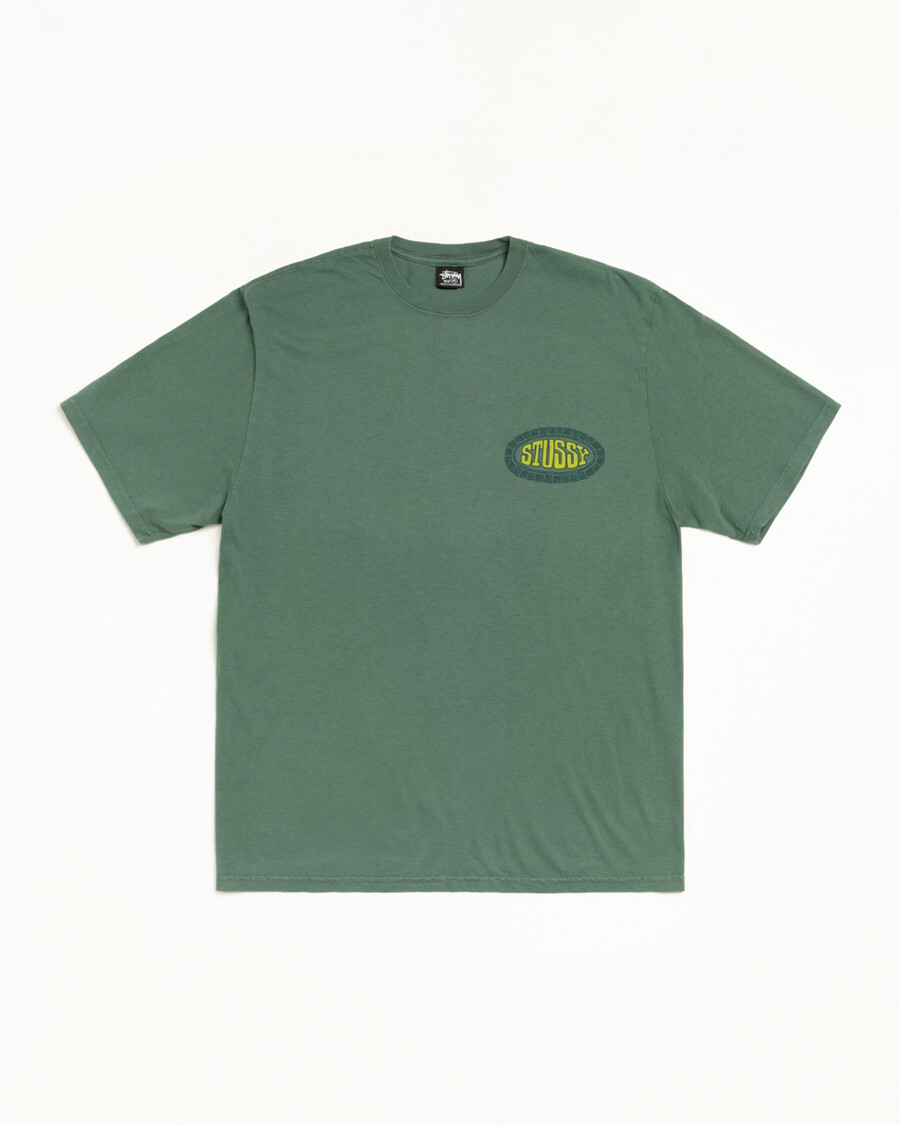 camiseta ovalada de azulejo teñida con pigmento